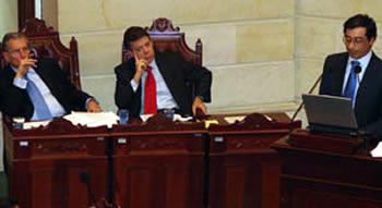 Carlos Holguín, Juan Manuel Santos y Gustavo Petro