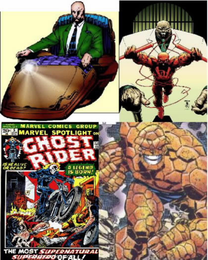 Profesor X, Kingpin, Ghost Rider y The Thing