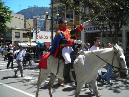 Bolívar en su caballo blanco