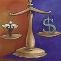 Balanza: medicina vs. dinero