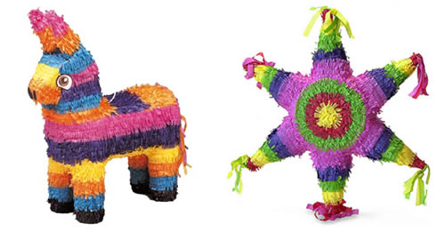 Piñatas en forma de burro y de estrella Piñatas en forma de burro y de estrella