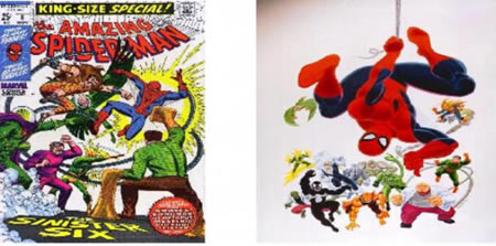 Portada de 'The Amazing Spiderman' y Spiderman de cabeza Portada de 'The Amazing Spiderman' y Spiderman de cabeza
