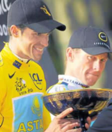 Alberto Contador y Lance Armstrong