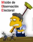 Moe Szyslak, personaje de Los Simpson, aparece con una escoba, mientras unas ratas de saco y corbata caminan frente a él...