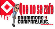 Aparece Álvaro Uribe Vélez colgado del logotipo de la Drummond, al lado de la leyenda 'Que no se zafe'