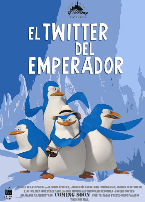 Parodia de un afiche de una película: 'El twitter del emperador'; los créditos: 'Miguel de la Espriella, Eleonora Pineda, Jorge Luis Caballero, Rocío Árias, Muriel Benito Revollo, Wilmer José Pérez Padilla, Eric Morris, Alfonso Campo Escobar, Lucero Cortés, María del Pilar Hurtado COMING SOON Uribito, Sabas Pretelt, Diego Palacio y muchos más'